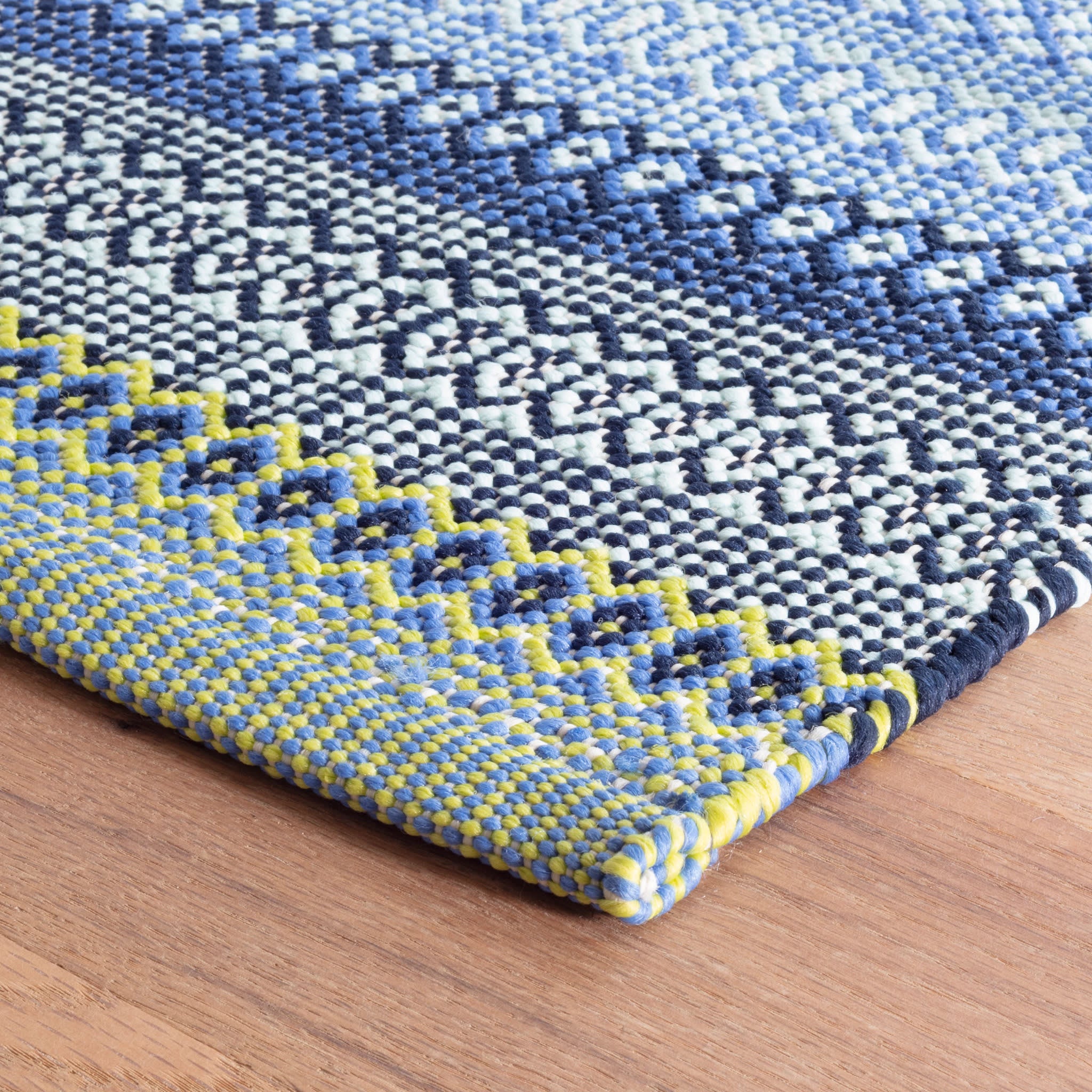 fiesta stripe handwoven indoor/outdoor rug | french blue/green fiesta stripe handwoven indoor/outdoor rug | french blue/green