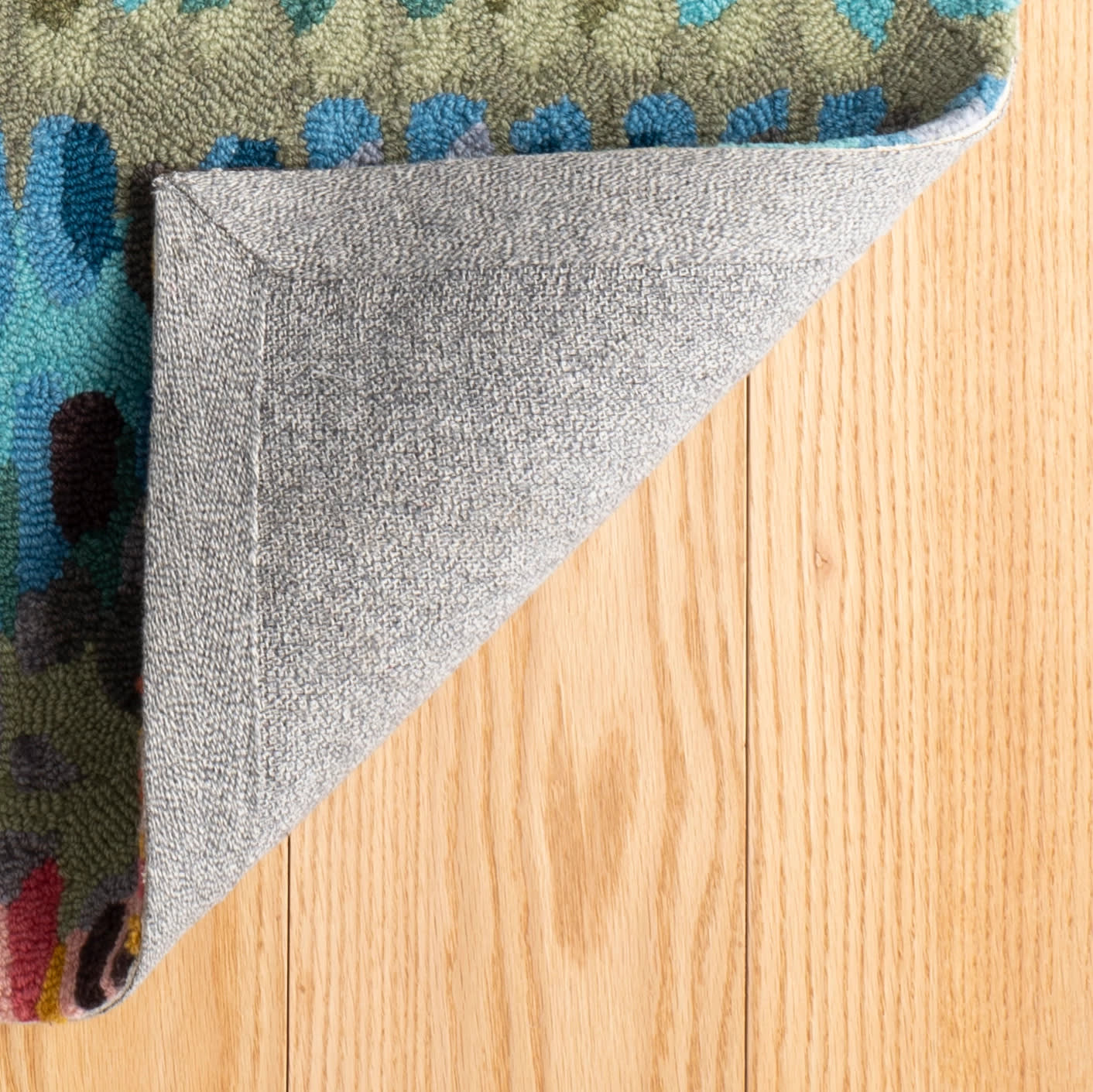 paint chip hand micro hooked wool rug | multi paint chip hand micro hooked wool rug | multi