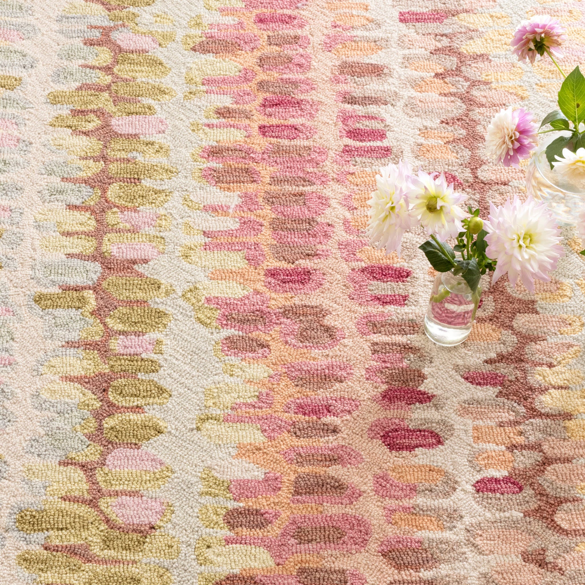 paint chip hand micro hooked wool rug | pastel paint chip hand micro hooked wool rug | pastel