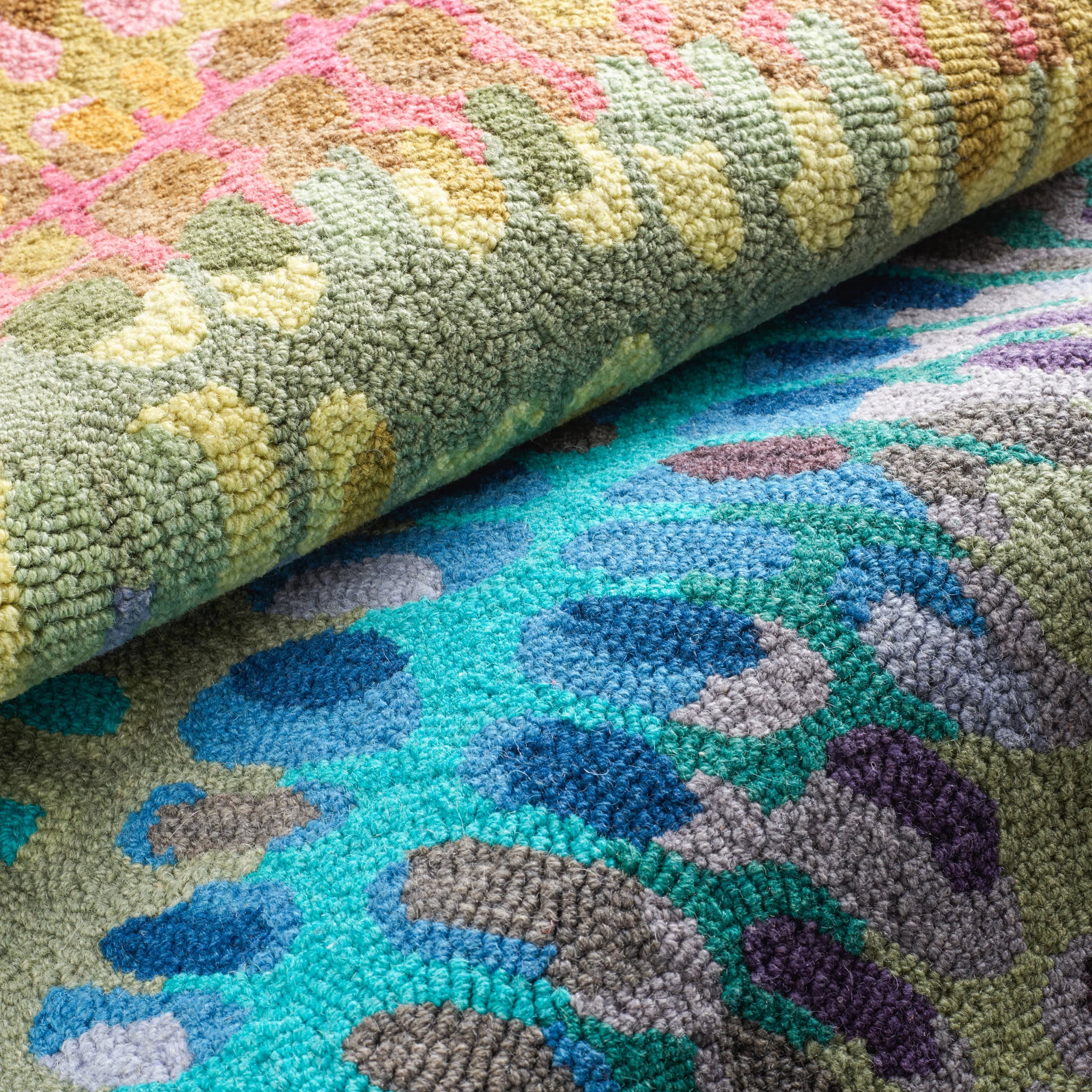 paint chip hand micro hooked wool rug | multi paint chip hand micro hooked wool rug | multi
