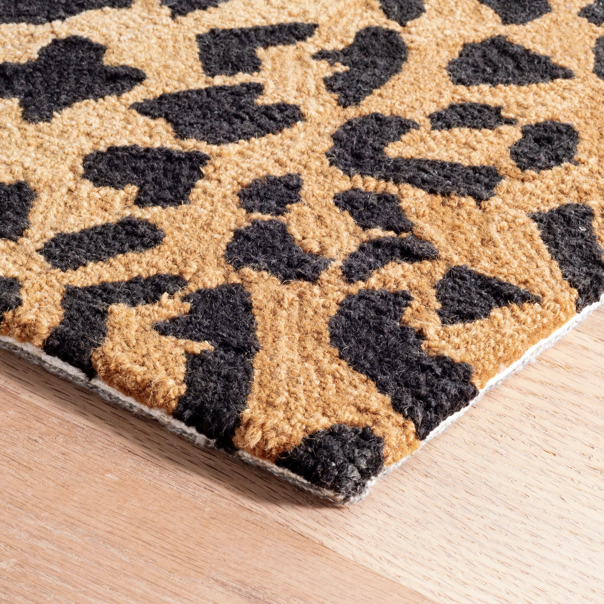 leopard hand micro hooked wool rug | brown leopard hand micro hooked wool rug | brown