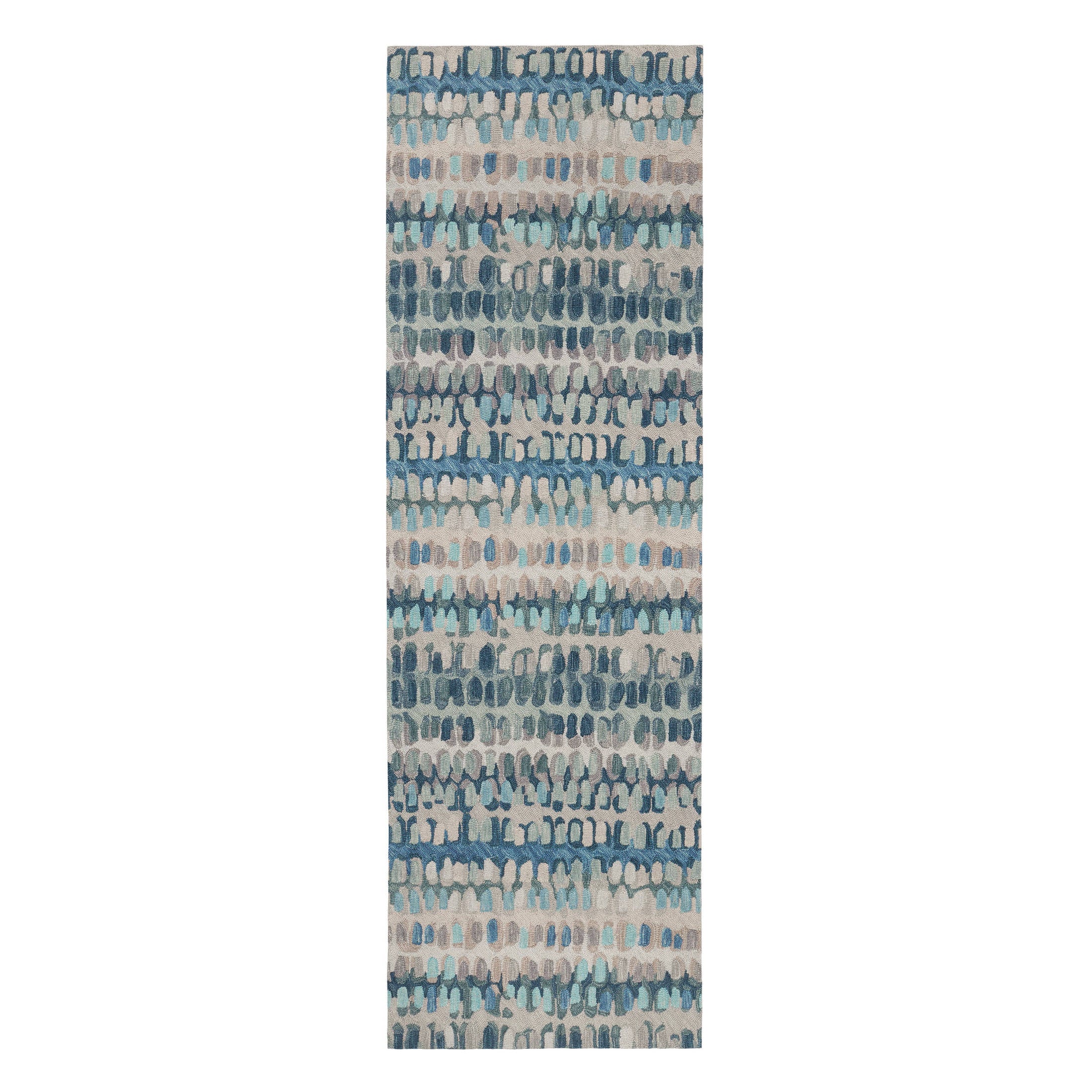 paint chip hand micro hooked wool rug | blue paint chip hand micro hooked wool rug | blue