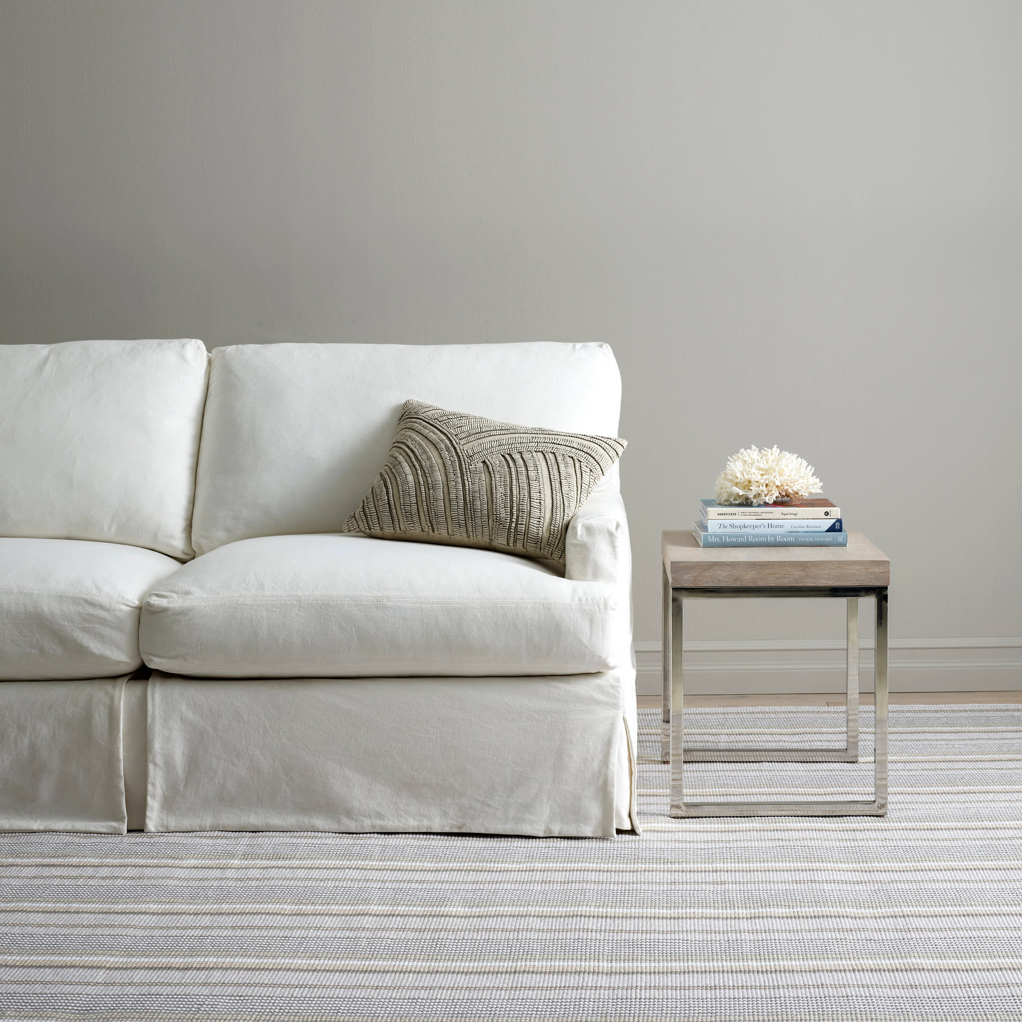 gradation ticking handwoven cotton rug | grey gradation ticking handwoven cotton rug | grey