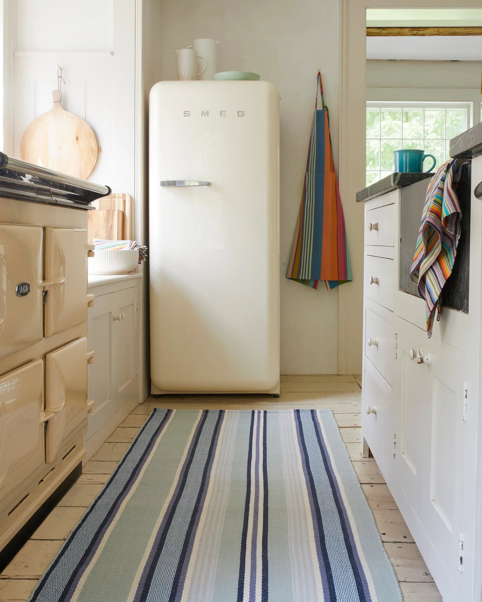barbados stripe handwoven cotton rug | blue barbados stripe handwoven cotton rug | blue