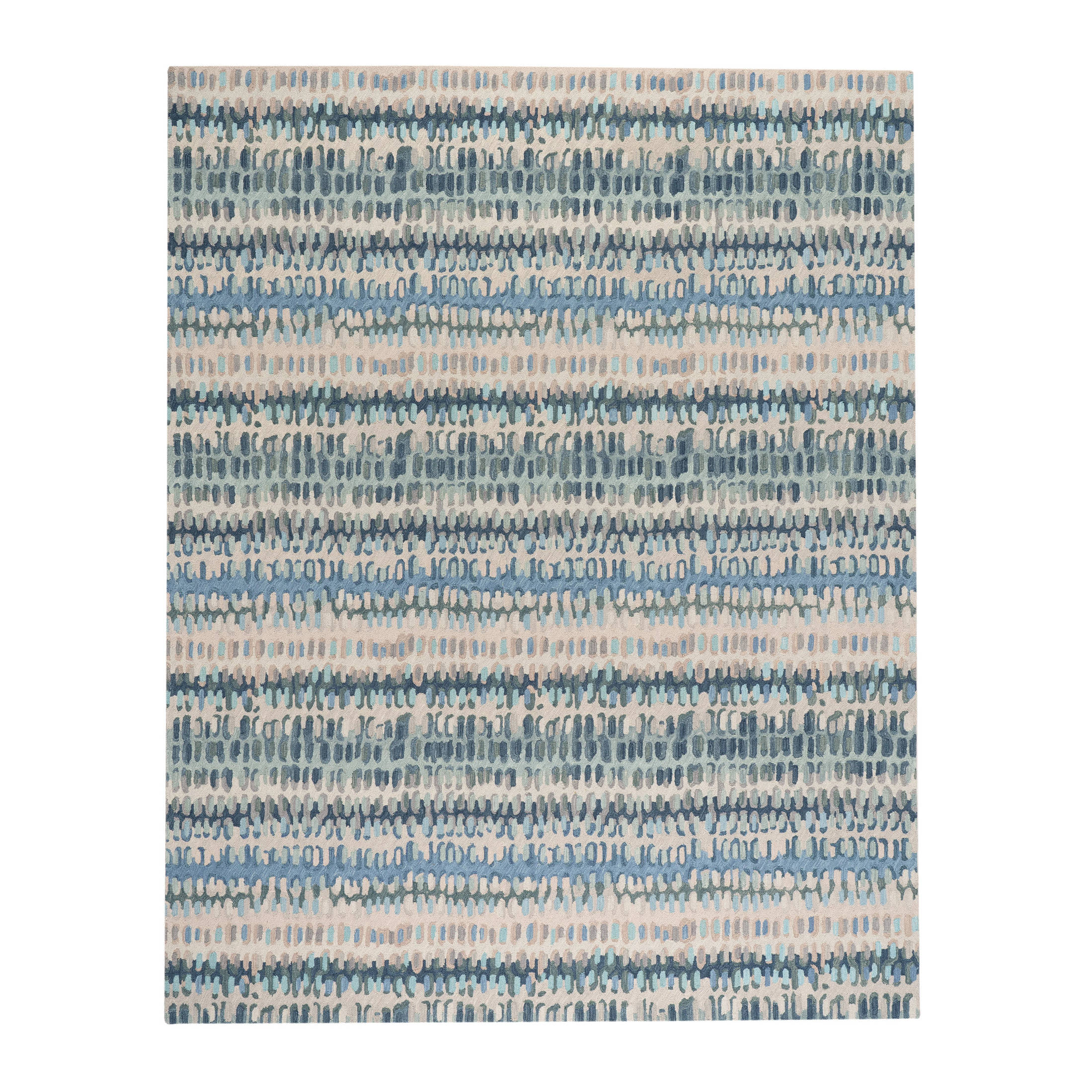 paint chip hand micro hooked wool rug | blue paint chip hand micro hooked wool rug | blue