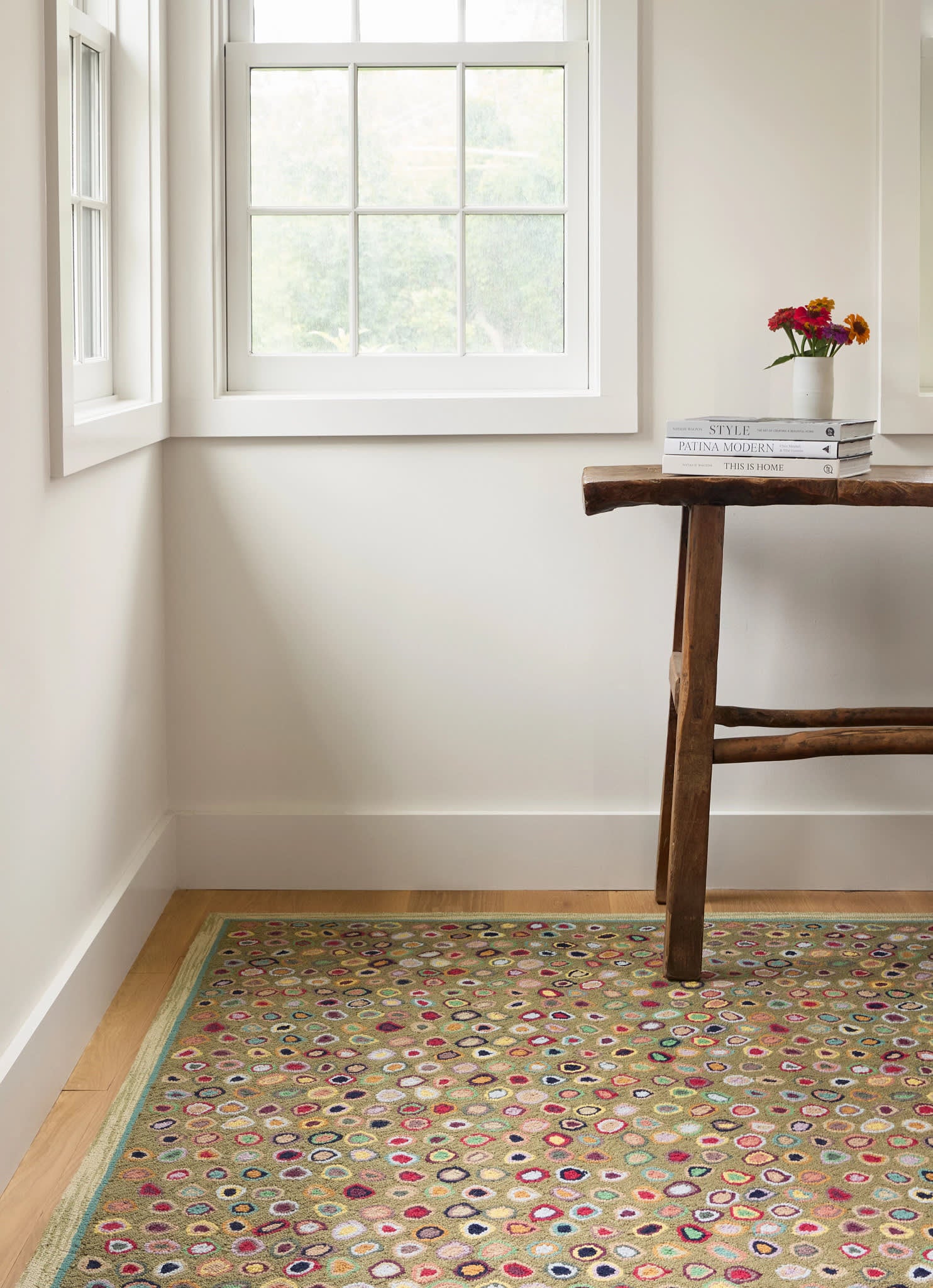 cat's paw hand micro hooked wool rug | sage cat's paw hand micro hooked wool rug | sage