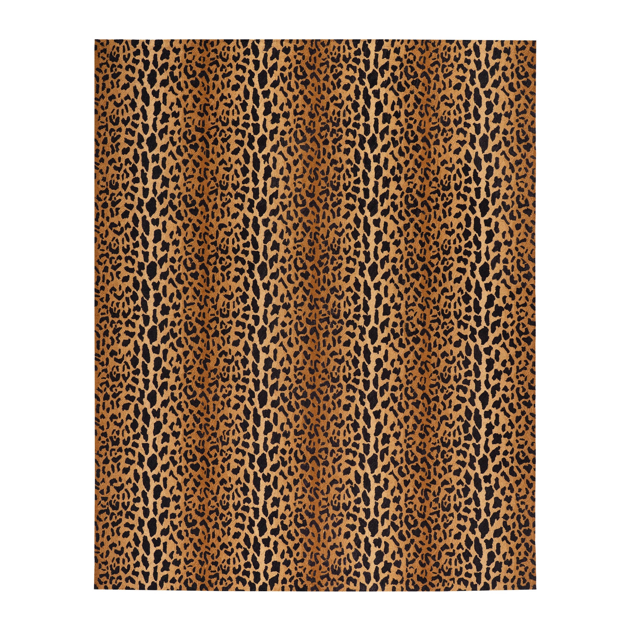 leopard hand micro hooked wool rug | brown leopard hand micro hooked wool rug | brown